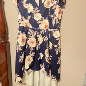 Floral Blue Homecoming Dress
